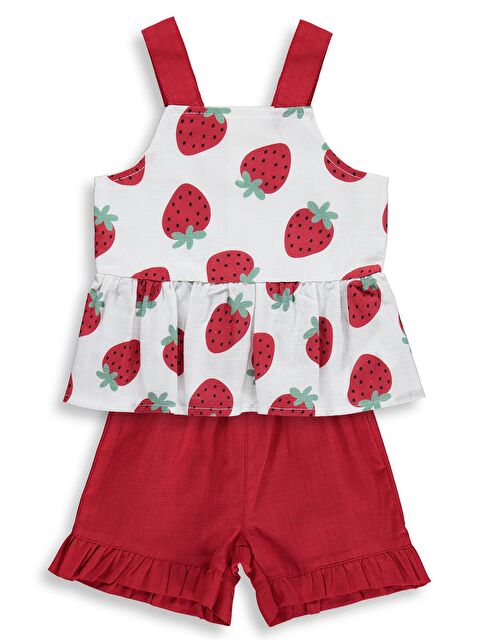 Civil Baby Çilek Empirme 6-18 Ay Takım - Ekru 9-12 Ay - S000520778-19965