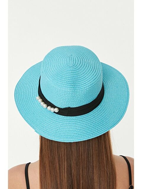 C&City Kısa Kenar Hasır Plaj Şapkası Y87300-46 Turkuaz - S000216670-20055