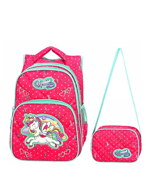 Waddell 3 Bölmeli İlkokul Çantası ve Beslenme Çantası Benekli Pembe 24005 - S000392843-20024