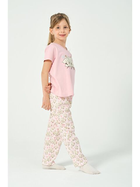ZEYLAND Kız Çocuk Çizgili Desenli Kısa Kollu Pijama Takımı - S000315149-20024