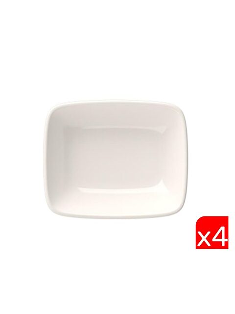 TABAK EVİ Porselen Quadro Dikdörtgen Kayık Tabak 12x8,50cm 4 lü - S000495070-23173
