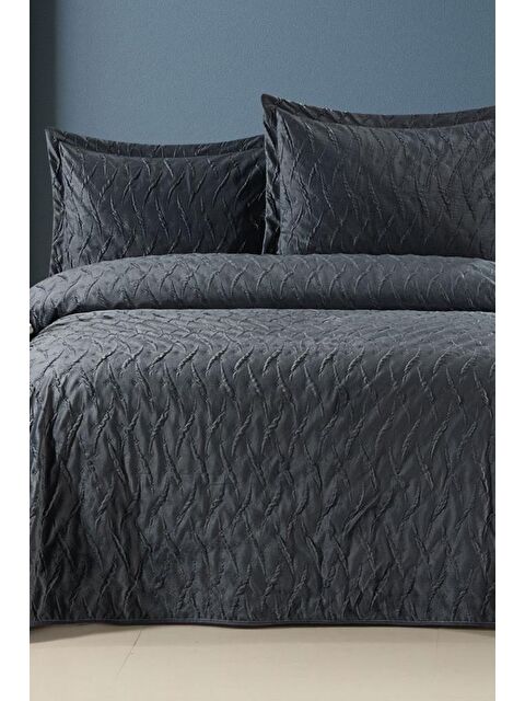 Çeyiz Diyarı Zara Çift Kişilik Lüks Kadife Yatak Örtüsü Antrasit - S000495071-29666