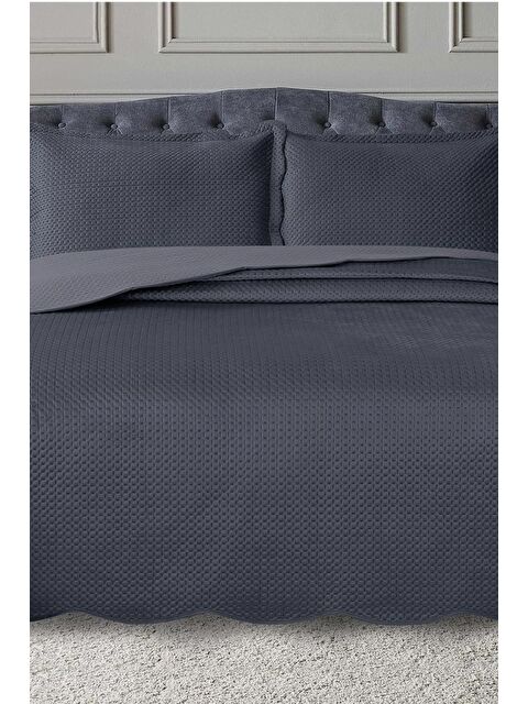 Çeyiz Diyarı Silvia Çift Kişilik Lüks Kadife Yatak Örtüsü Antrasit - S000495072-29666