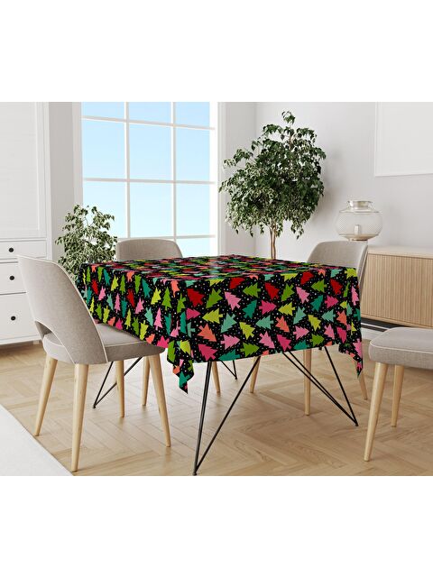 Evmila Yılbaşı Desenli Kadife Doku Masa Örtüsü - S000111287-23173