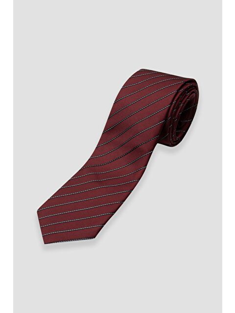 ABBATE Kravat 8 Cm Mikrofiber Polyester Bordo Erkek Çizgili Kravat - S000451164-19951