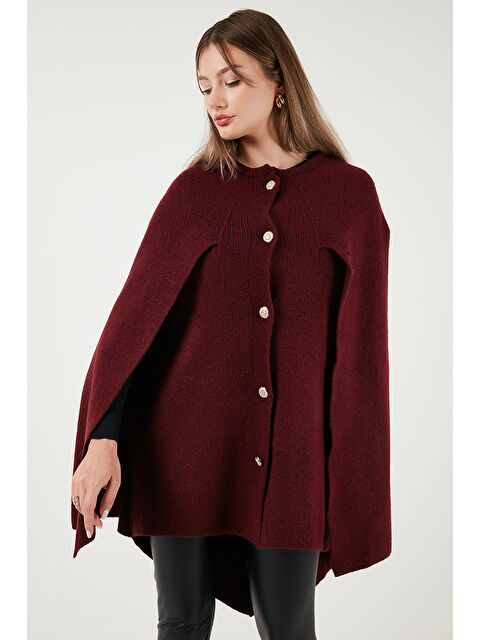 Lela Oversize Fit Bisiklet Yaka Pelerin Kol Düğmeli Kadın Panço 4617015 - S000485305-19951