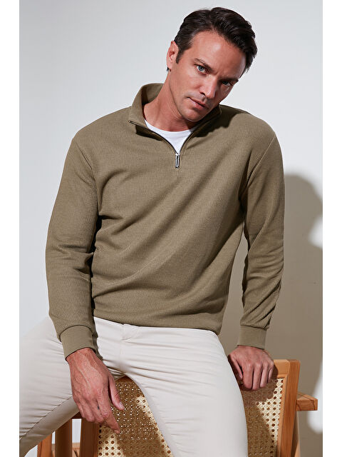 Buratti Pamuklu Regular Fit Yarım Fermuarlı Dik Yaka Erkek Sweat 5905716 - S000286957-26429