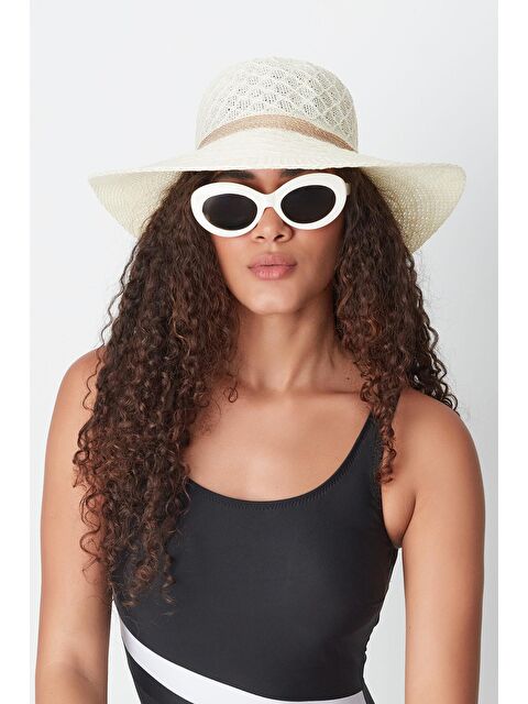 C&City Merserize Plaj Şapkası T24740-04 Krem - S000216685-19966