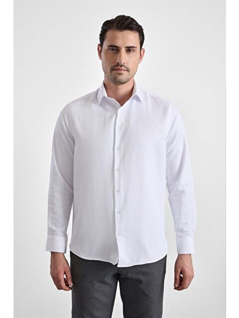 Süvari Beyaz Regular Klasik Yaka Casual Gömlek