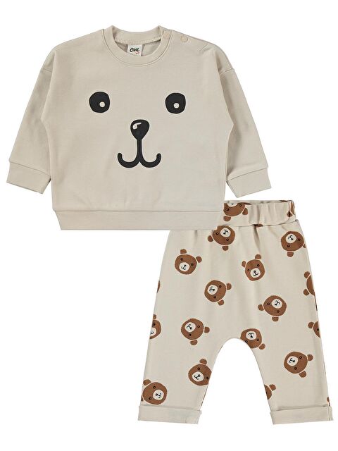 Civil Baby Ayıcık Baskılı 3-18 Ay Takım - Bej 9-12 Ay - S000520780-25636