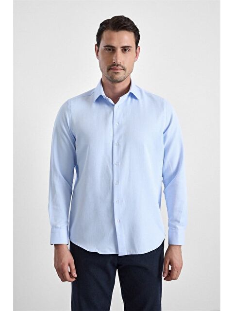 Süvari Buz Mavi Regular Klasik Yaka Casual Gömlek