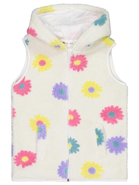 Civil Girls Çiçek Desenli 6-9 Yaş Yelek - Ekru 7-8 Yaş - S000502775-19965