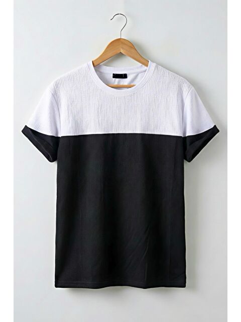 Oksit Reka Jakar Dokulu Panel Detaylı Slim Fit Bisiklet Erkek Yaka Tişört - S000497672-19351