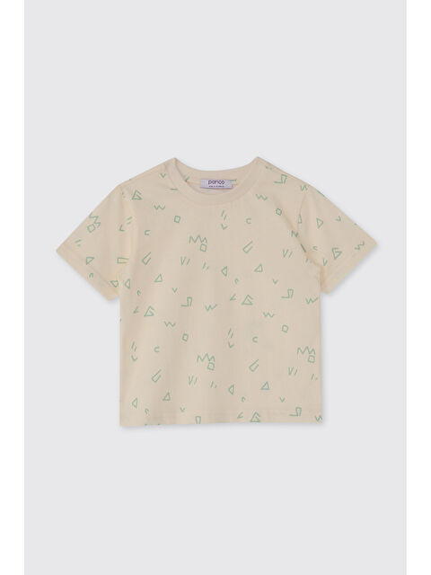 Panço Erkek Bebek Baskılı Ekru Tişört - S000524485-19965