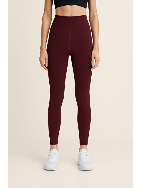 Hnx Yüksek Bel Toparlayıcı Ripli Fitilli Spor Kadın Tayt - S000397357-19951