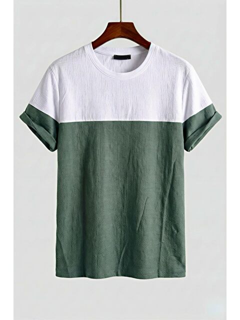 Oksit Reka Jakar Dokulu Panel Detaylı Slim Fit Bisiklet Erkek Yaka Tişört - S000497672-18194