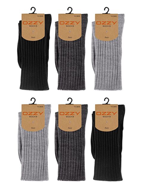 Ozzy Socks 6 Çift Kışlık Kadın Yünlü Uyku Çorabı Soft Touch - S000126317-2595