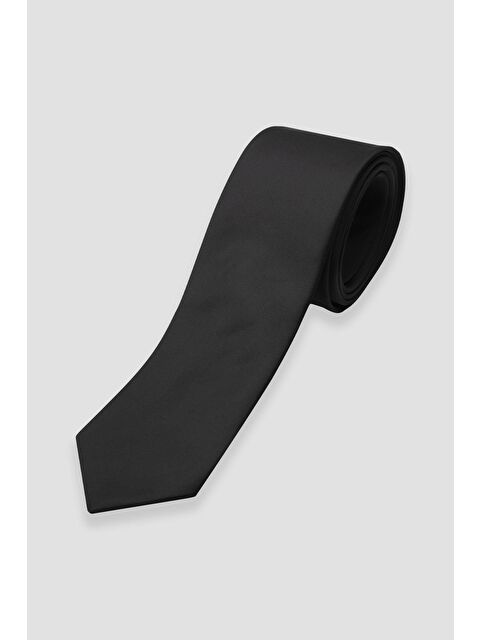 ABBATE Kravat 8 Cm Mikrofiber Polyester Siyah Erkek Düz Kravat - S000451185-19351