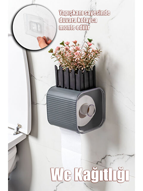 Porsima 2042 Yapışkanlı Banyo Tuvalet Kağıtlığı Wc Peçetelik Kağıtlık Tutucu Tuvalet Kağıdı Organizeri - S000324202-29666