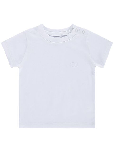 Civil Baby Balık Nakışlı 6-18 Ay Tişört - Beyaz