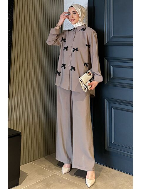 Julude Kadın Fiyonk Detaylı Tesettür Gömlek Pantolon İkili Takım - S000386607-26429