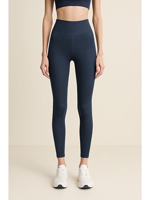 Hnx Yüksek Bel Toparlayıcı Ripli Fitilli Spor Kadın Tayt - S000397357-23093