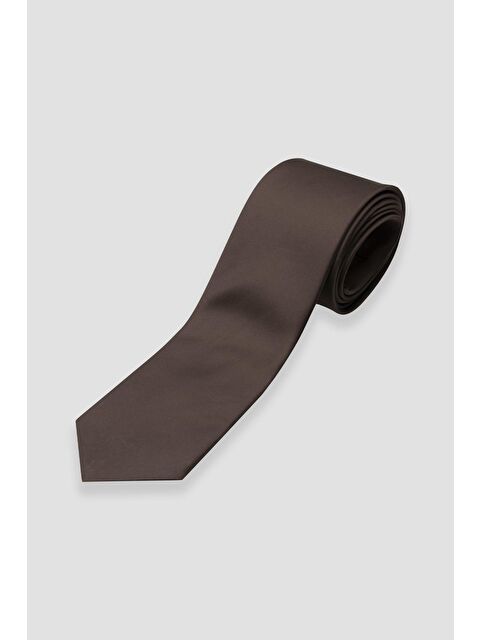 ABBATE Kravat 8 Cm Mikrofiber Polyester Kahverengi Erkek Düz Kravat - S000451185-19413