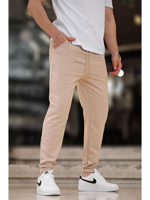 Madmext Bej  Basic Cepli Paçası Lastikli Erkek Jogger Eşofman Altı 6547 - S000286961-19928