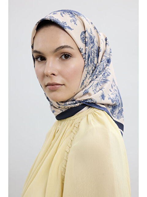 QEF Twill İpek Eşarp Eva Lacivert - S000396437-21164