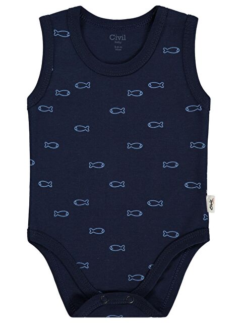 Civil Baby Balık Empirme 0-3 Yaş Çıtçıtlı Badi - Lacivert 9-12 Ay - S000520782-21164