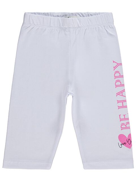 Civil Girls Be Happy Baskılı 2-5 Yaş Tayt - Beyaz 5-6 Yaş