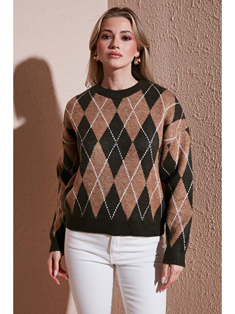 Fashion Friends Regular Fit Baklava Desenli Bisiklet Yaka Kazak 25K0081K1 - S000485314-18547