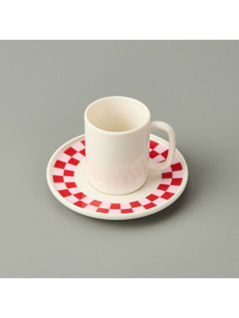 Evidea Kitchen Love 4 Parça Kahve Fincan Takımı - Pembe / Beyaz - S000366251-37390