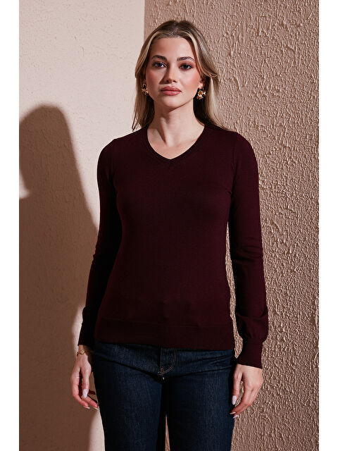 Fashion Friends Regular Fit V Yaka Kadın Kazak 25K0778K1 - S000485316-19951