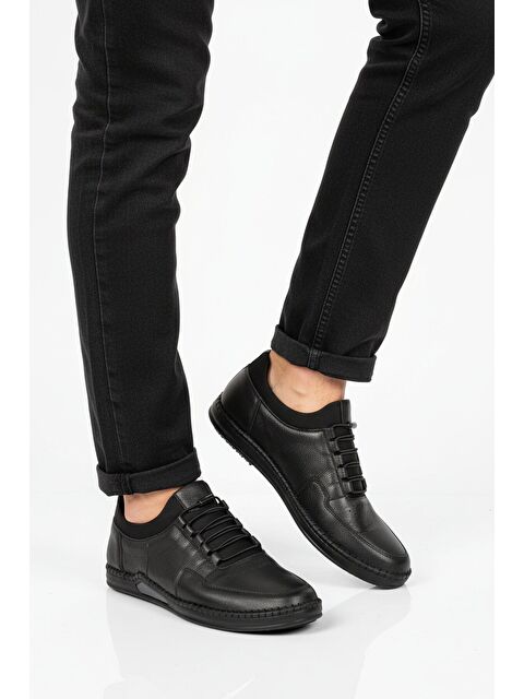 Ayakmod Siyah Hakiki Deri Jel Taban Anatomik Erkek Casual Ayakkabı 418 M