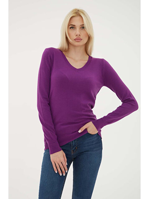 Fashion Friends Regular Fit V Yaka Kadın Kazak 25K0778K1 - S000485316-20042