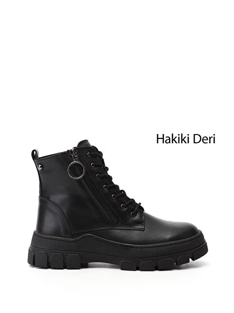 GÖNDERİ(R) Kadın SİYAH Fermuarlı Kauçuk Taban Hakiki Deri Postal Bot - S000493473-19351