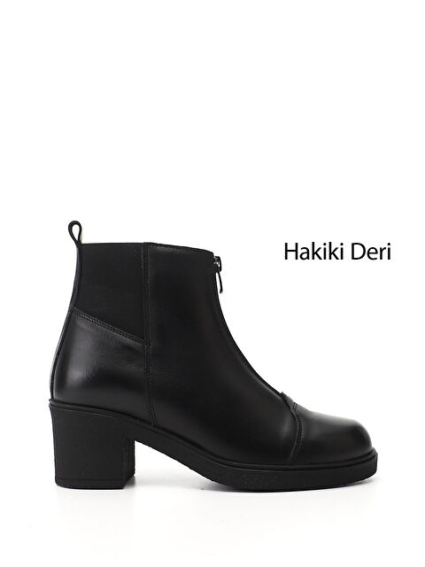 GÖNDERİ(R) Kadın SİYAH Fermuarlı Kalın Topuklu Hakiki Deri Bot - S000493493-19351