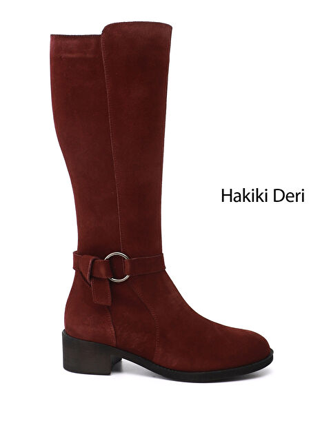 GÖNDERİ(R) Kadın AÇIK BORDO Fermuarlı Kalın Topuklu Hakiki Deri Çizme - S000493548-20624