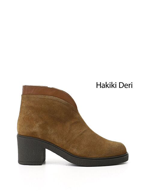 GÖNDERİ(R) Kadın KAHVERENGİ-TABA Fermuarlı Kalın Topuklu Hakiki Deri Bot - S000493535-37323