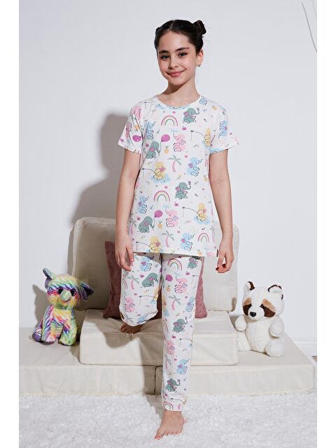 Lela % 100 Pamuk Bisiklet Yaka Kısa Kollu Pijama Takımı 6651004 - S000159685-19965