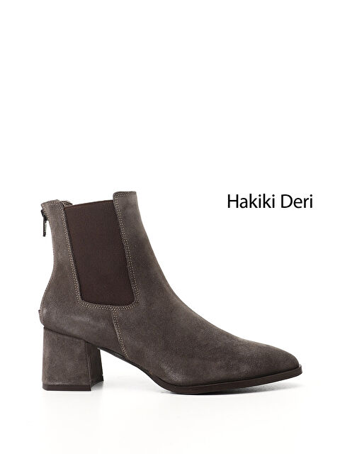 GÖNDERİ(R) Kadın AÇIK VİZON Fermuarlı Sivri Burun Hakiki Deri Chelsea Bot - S000493486-455