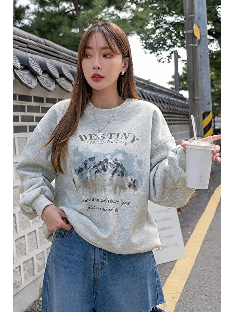 uyguntarz Destiny Baskılı Oversize Sweatshirt - S000463122-20600