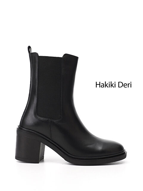 GÖNDERİ(R) Kadın SİYAH Fermuarlı Kalın Topuklu Hakiki Deri Chelsea Bot - S000493613-19351