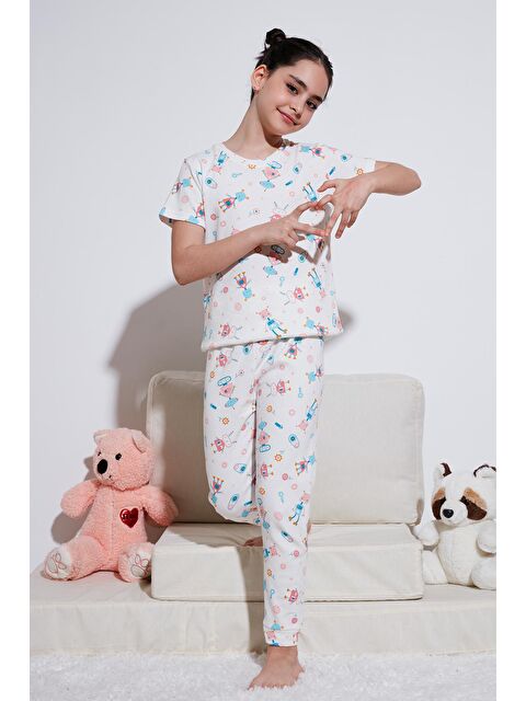 Lela % 100 Pamuk Bisiklet Yaka Kısa Kollu Pijama Takımı 6651002 - S000159686-20025