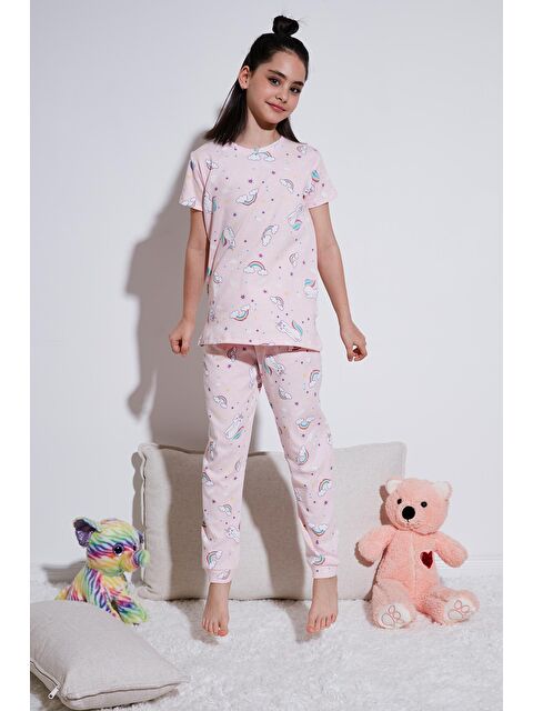 Lela % 100 Pamuk Bisiklet Yaka Kısa Kollu Pijama Takımı 6651002 - S000159686-37390