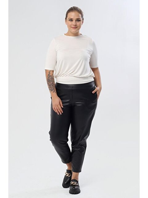 Mylinemoda Suni Deri Beli Lastikli Cepli Pantolon - S000242345-19351