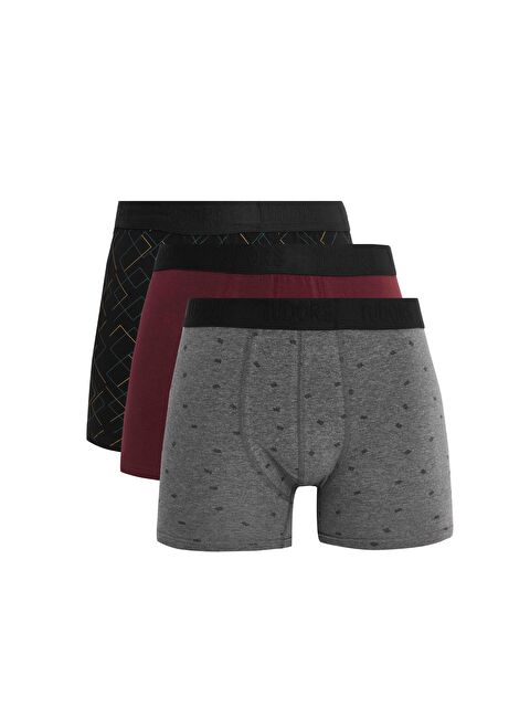 TUDORS Erkek 3'Lü Pamuk Elastanlı Esnek Kumaş Boxer - S000524511-23173