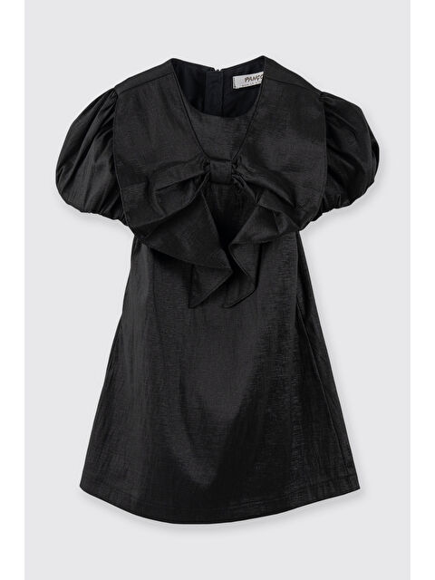 Panço Kız Bebek Fiyonk Detaylı Abiye Siyah Parti Elbisesi - S000524512-19351