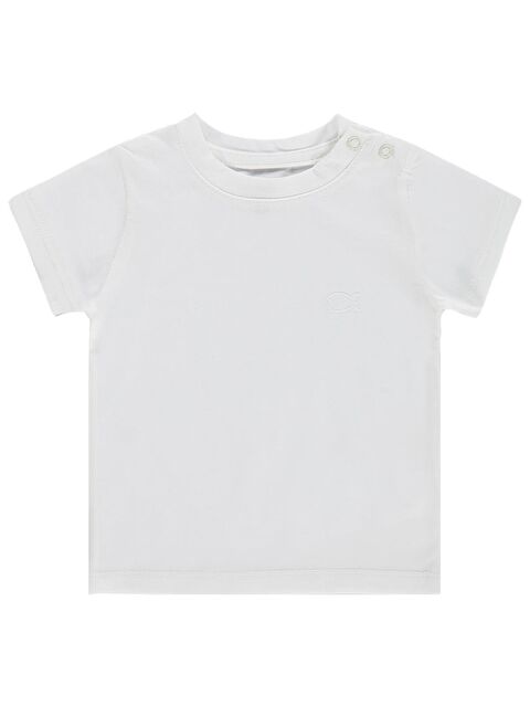 Civil Baby Balık Nakışlı 6-18 Ay Tişört - Ekru